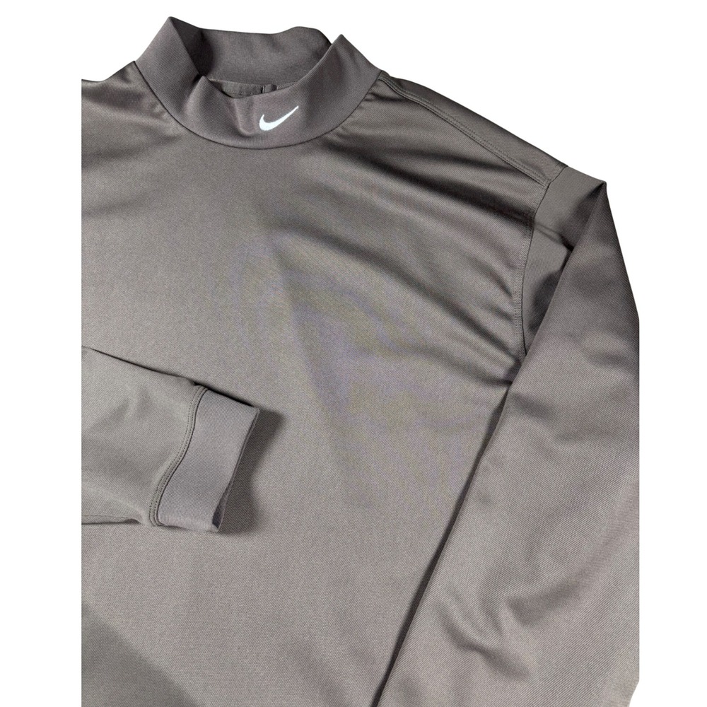 Nike Golf Dri-FIT Mock Neck Long Sleeve Shirt Gray Mens Large L Performance